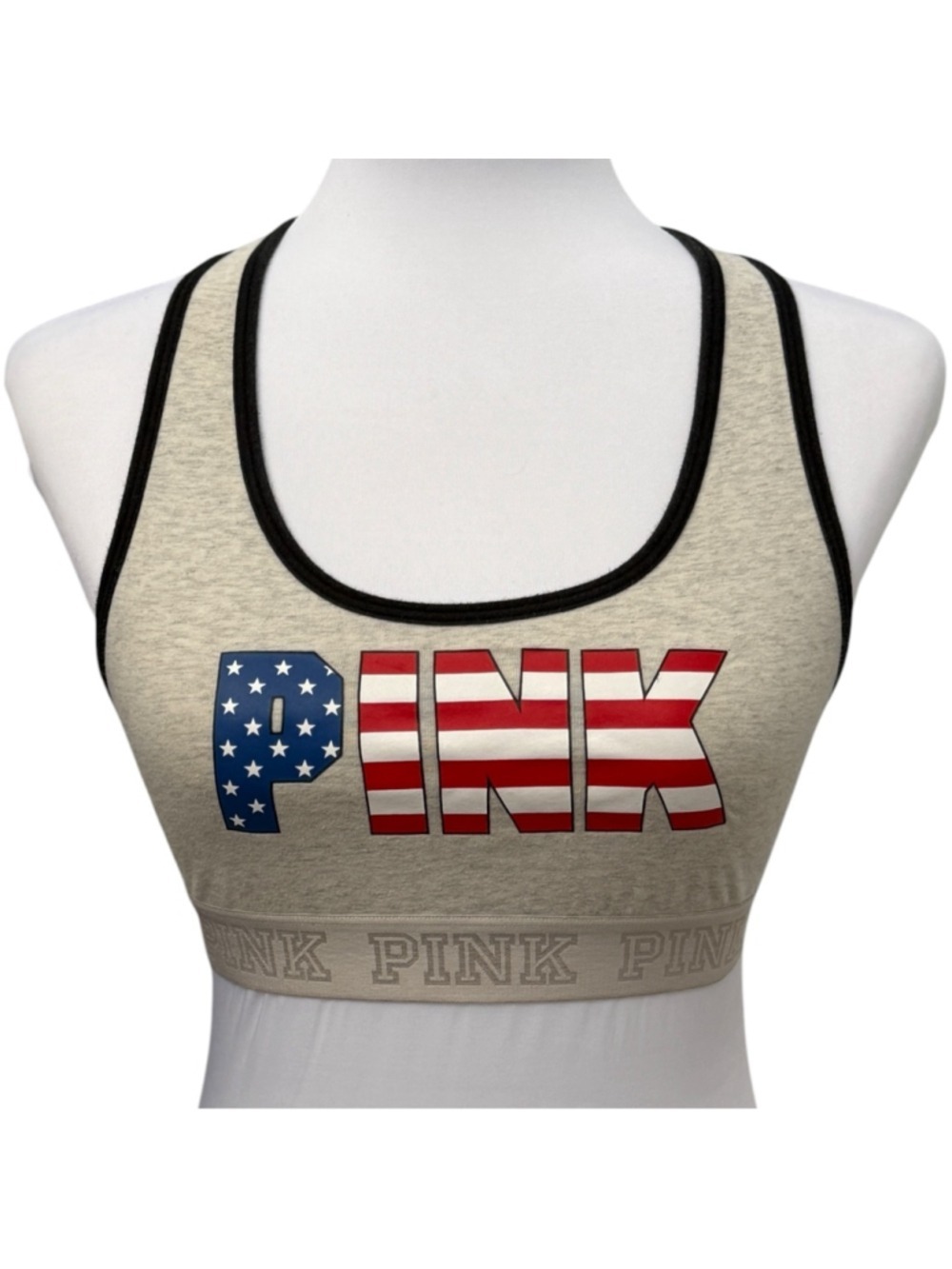 Victoria's Secret PINK Sports Bra Medium USA Flag Racerback - Picture 2 of 4
